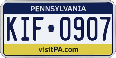 PA license plate KIF0907
