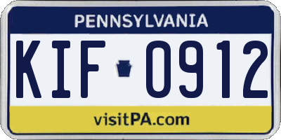 PA license plate KIF0912