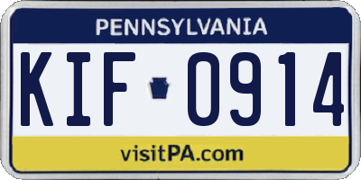 PA license plate KIF0914
