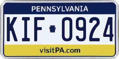 PA license plate KIF0924
