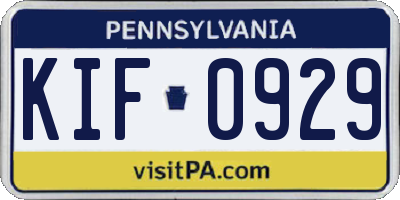 PA license plate KIF0929