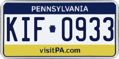 PA license plate KIF0933