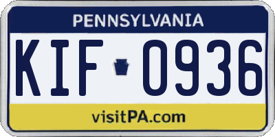 PA license plate KIF0936