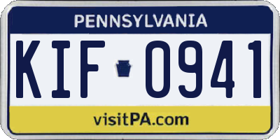 PA license plate KIF0941
