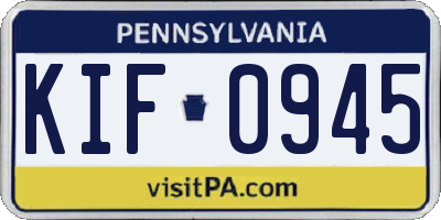 PA license plate KIF0945