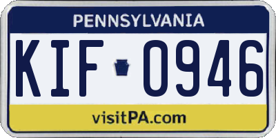 PA license plate KIF0946