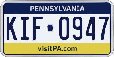 PA license plate KIF0947