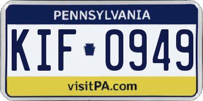 PA license plate KIF0949