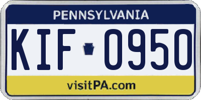 PA license plate KIF0950