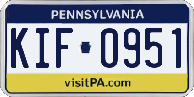 PA license plate KIF0951