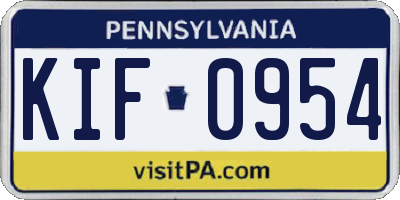 PA license plate KIF0954