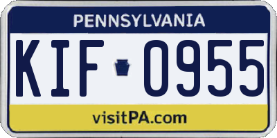 PA license plate KIF0955