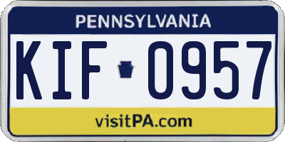PA license plate KIF0957