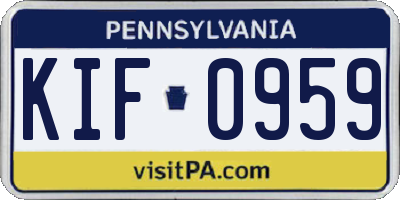 PA license plate KIF0959
