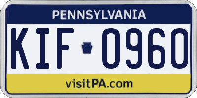 PA license plate KIF0960