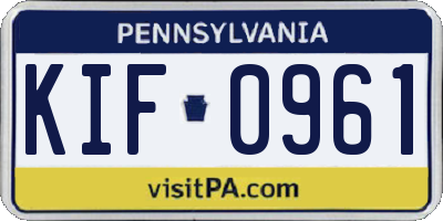 PA license plate KIF0961