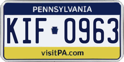 PA license plate KIF0963