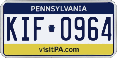 PA license plate KIF0964