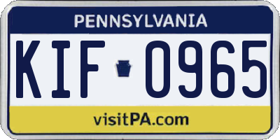 PA license plate KIF0965