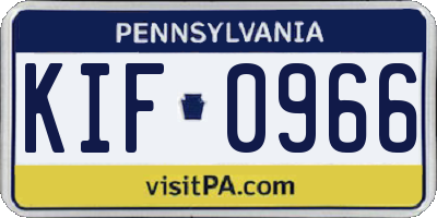 PA license plate KIF0966