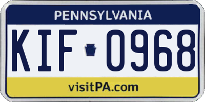 PA license plate KIF0968