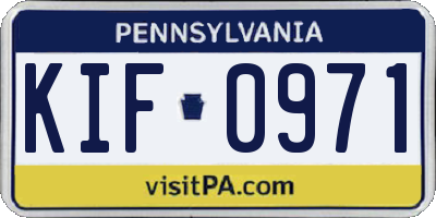 PA license plate KIF0971