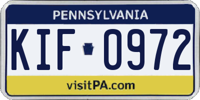 PA license plate KIF0972