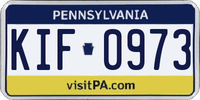 PA license plate KIF0973
