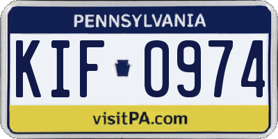 PA license plate KIF0974