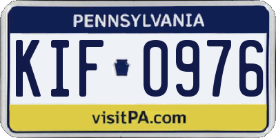 PA license plate KIF0976