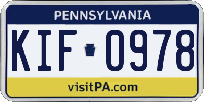 PA license plate KIF0978