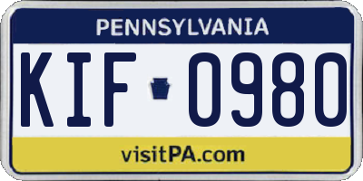 PA license plate KIF0980