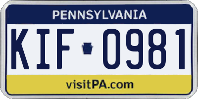PA license plate KIF0981
