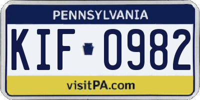 PA license plate KIF0982