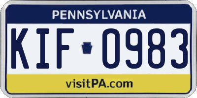 PA license plate KIF0983