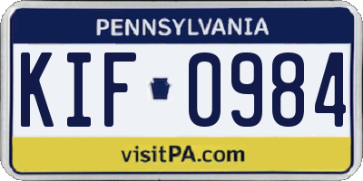 PA license plate KIF0984