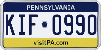 PA license plate KIF0990