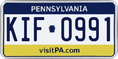 PA license plate KIF0991