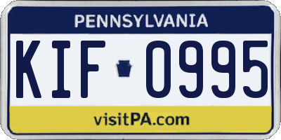 PA license plate KIF0995