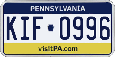 PA license plate KIF0996