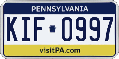 PA license plate KIF0997
