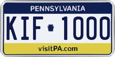 PA license plate KIF1000