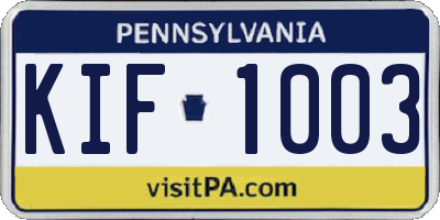 PA license plate KIF1003