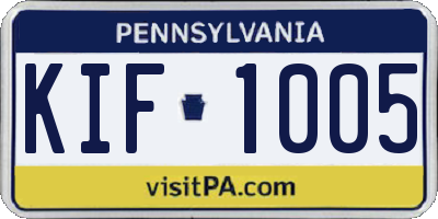PA license plate KIF1005
