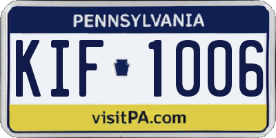 PA license plate KIF1006