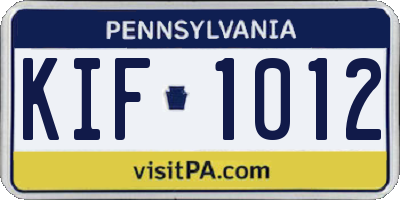 PA license plate KIF1012