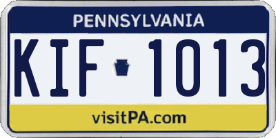 PA license plate KIF1013
