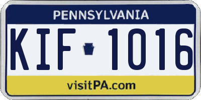 PA license plate KIF1016
