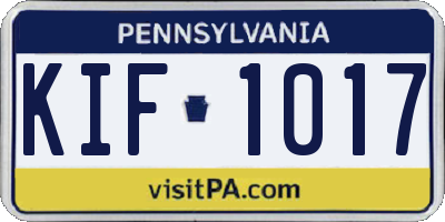 PA license plate KIF1017