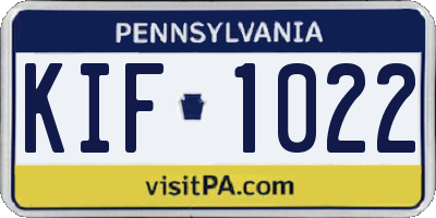 PA license plate KIF1022